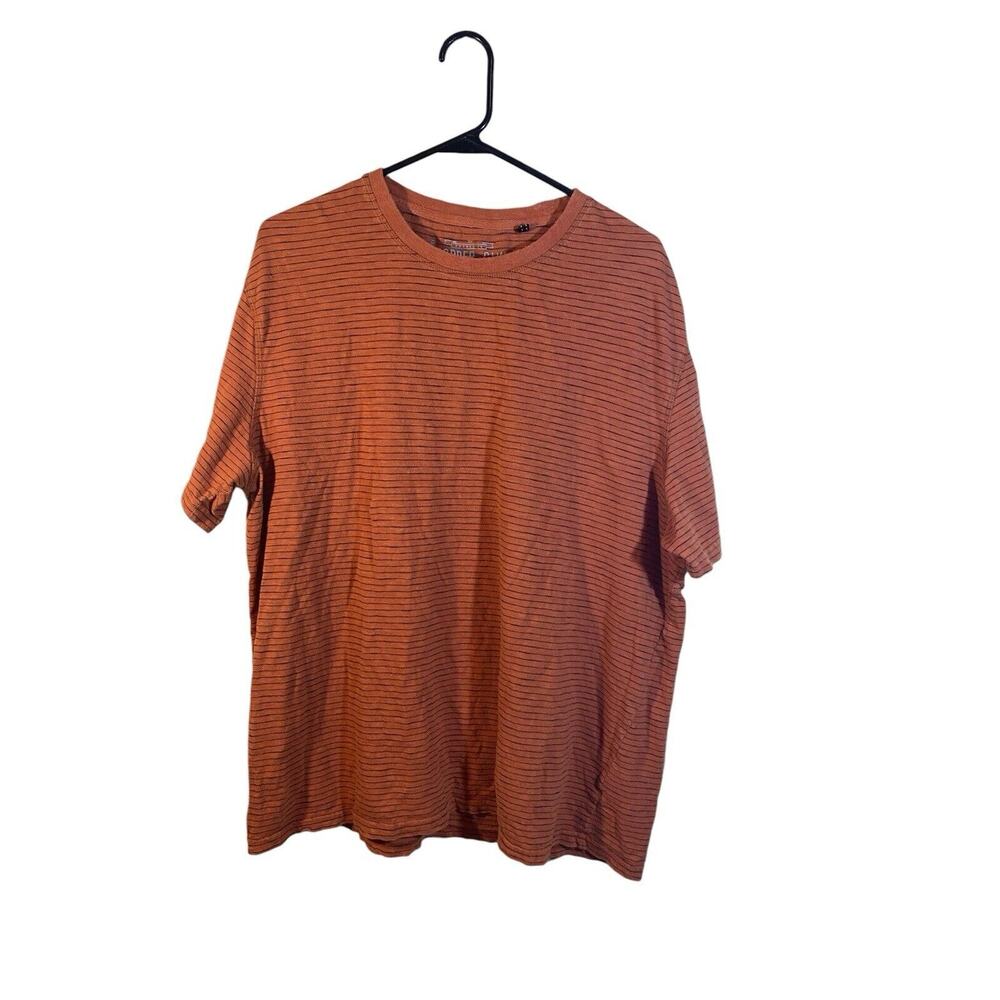 Copper & Oak men's XL rust colored striped short sleeve Indian cotton tee
